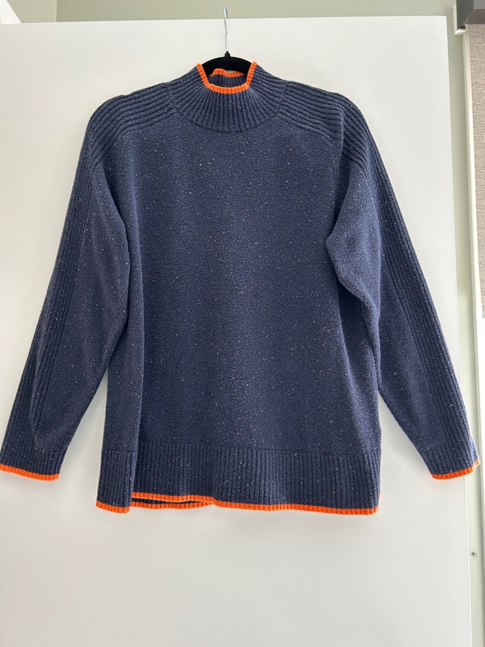 J. Jill Navy Turtleneck Sweater with Orange Trim